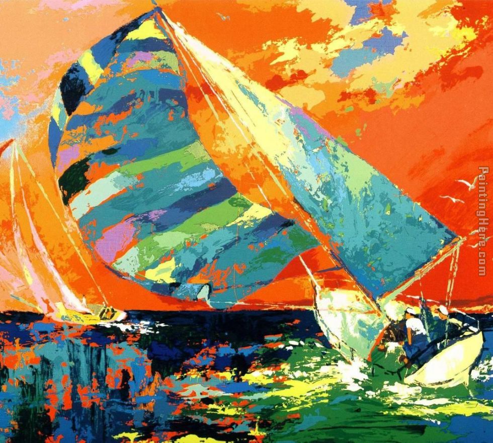 Orange Sky Sailing painting - Leroy Neiman Orange Sky Sailing art painting